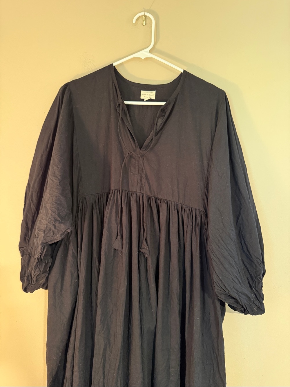 House of Sundar Sara Organic Cotton Midi Dress Black Oasis Size M - Picture 4 of 9